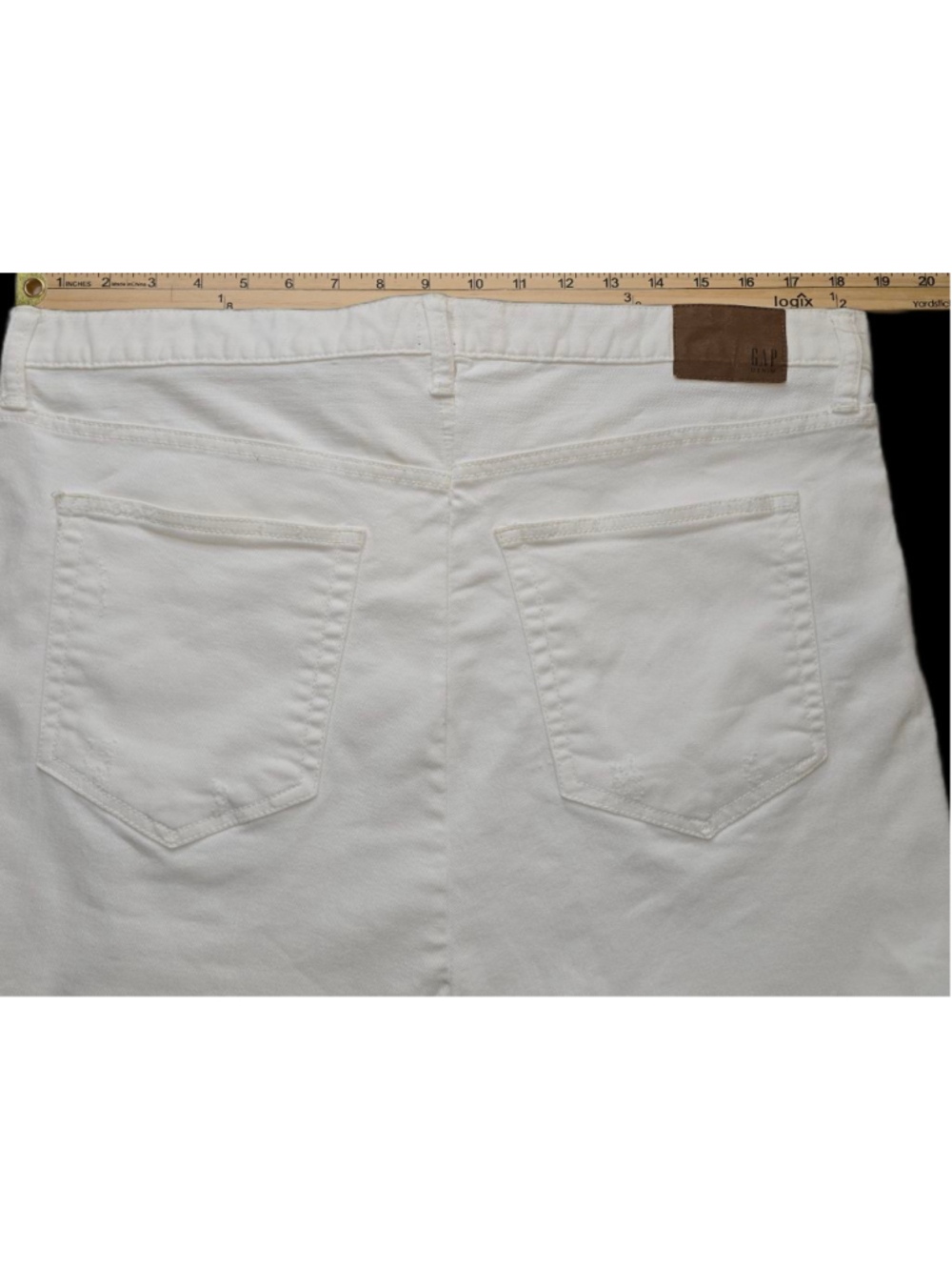 Gap Denim White Mini Skirt Womens Size 34 Distressed Stretch Jean Skirt Casual - Picture 7 of 8